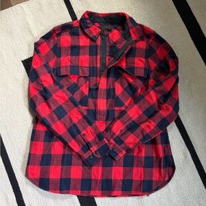 JCrew 2015 Holiday Buffalo Plaid Shirt with Zipper Closure